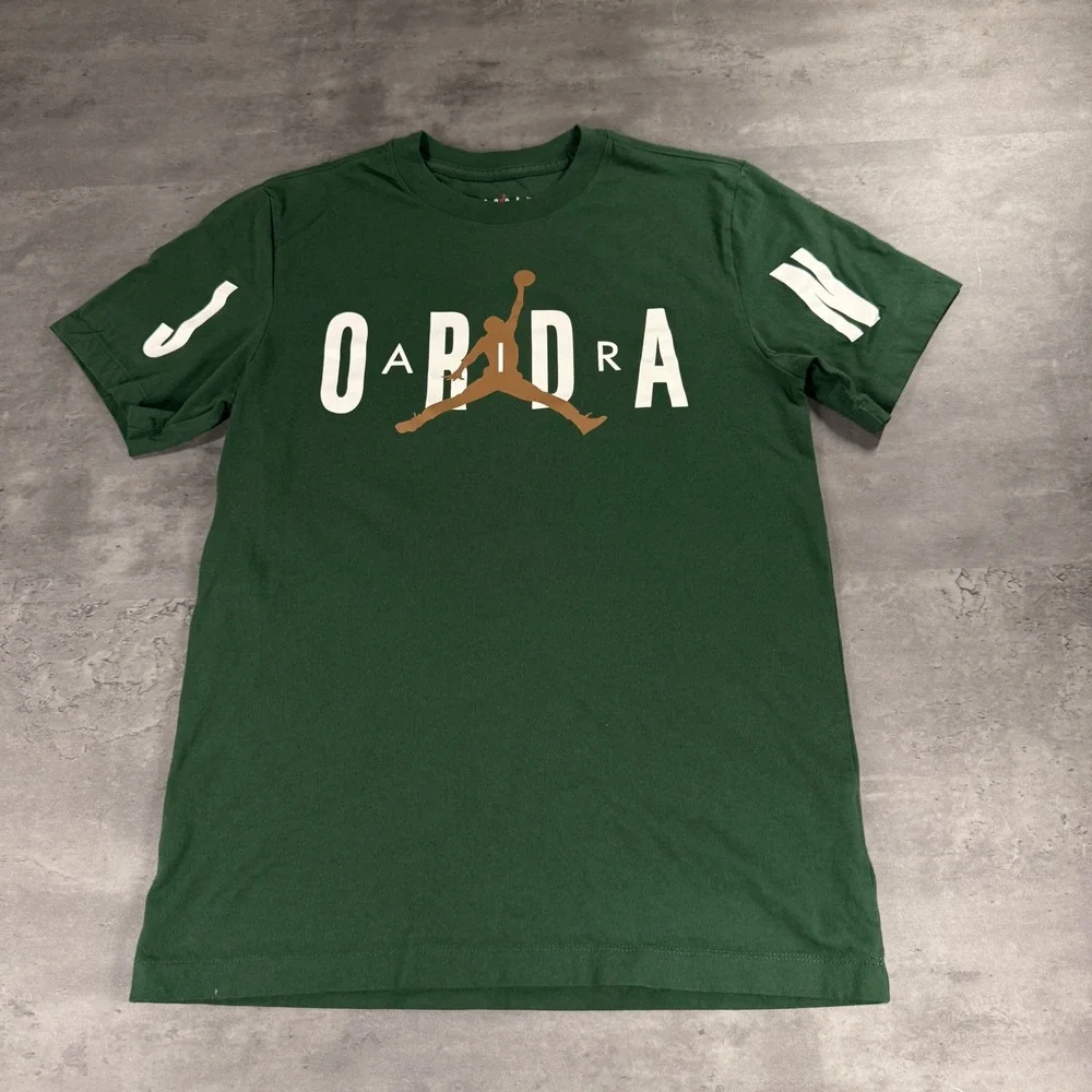 Jordan T-Shirt Mens Small Dark Green Jumpman Graphic Short Sleeve Tee Sportswear
